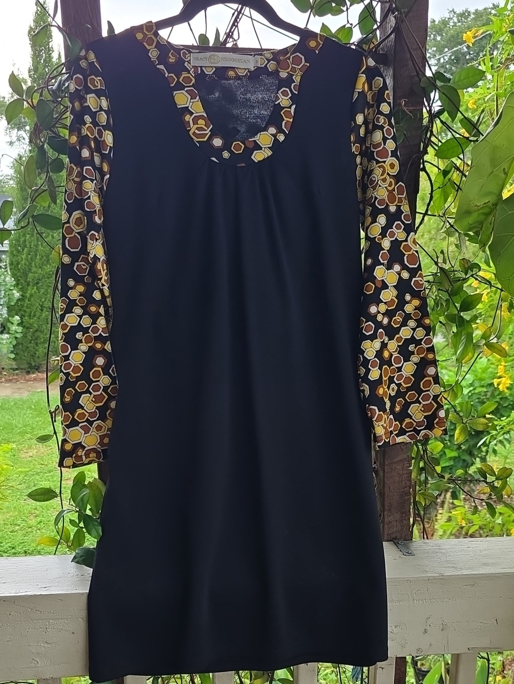 Tracy Negoshian Geometric Accent Neckline Jersey Knit Dress Size S
